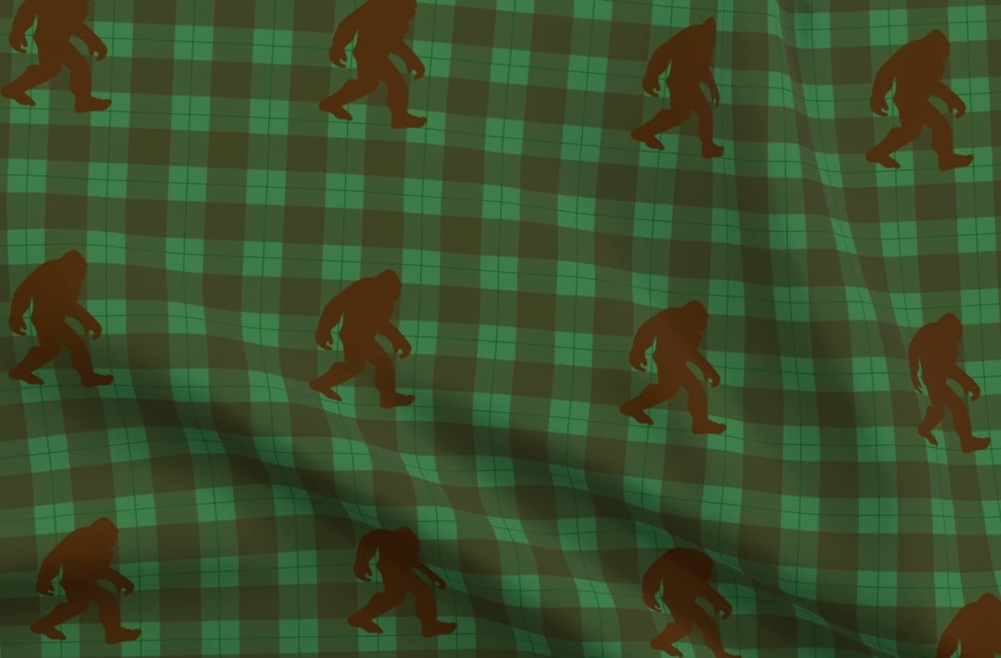 Spoonflower Fabric - Bigfoot, Plaid, Myth, Woodland, Pacific, Northwest, Mythical, Printed on Polartec(R) Fleece Fabric by The Yard - Sewing Blankets Loungewear and No-Sew Projects