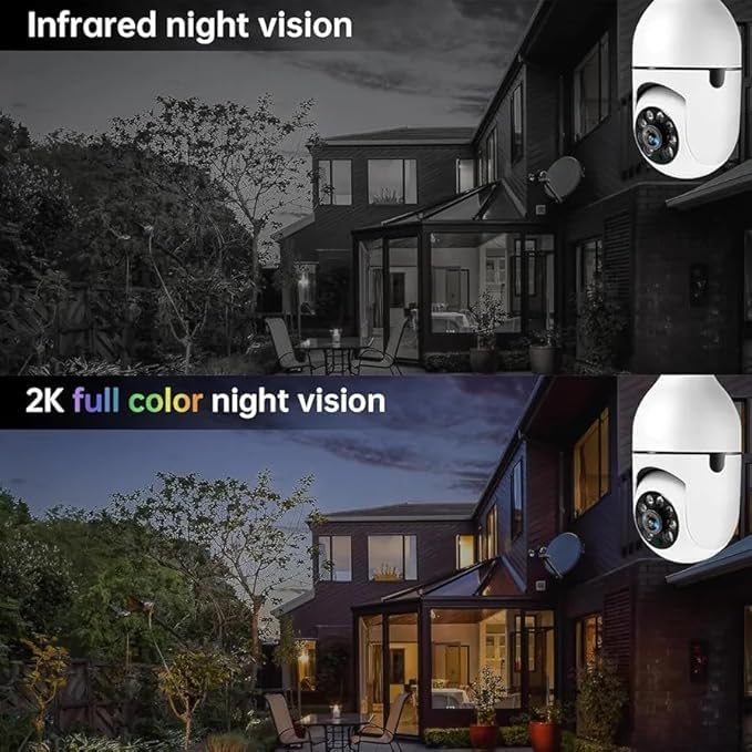 Image of 1080p FHD WiFi Wireless Security Camera with Audio & Night Vision - Live Feed, Motion Detection, Perfect for Home & Office Security (Bulb Camera-2 pc)