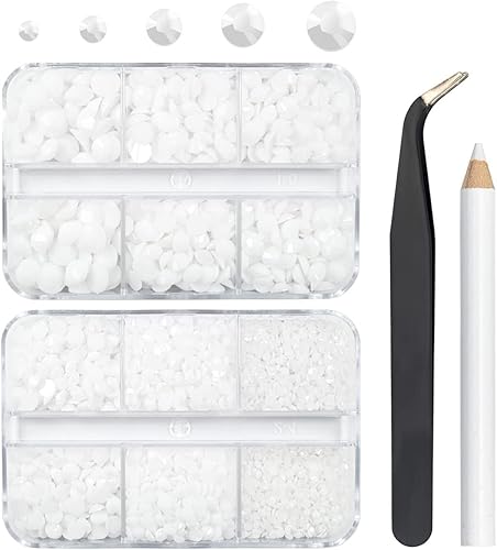 3060 diamantes de imitación de resina blanca con parte trasera plana para vasos, diamantes de imitación de resina de gelatina de color blanco puro