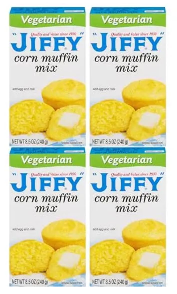Jiffy Vegetarian Maíz Muffin Mix, 8.5 oz (Paquete de 4)