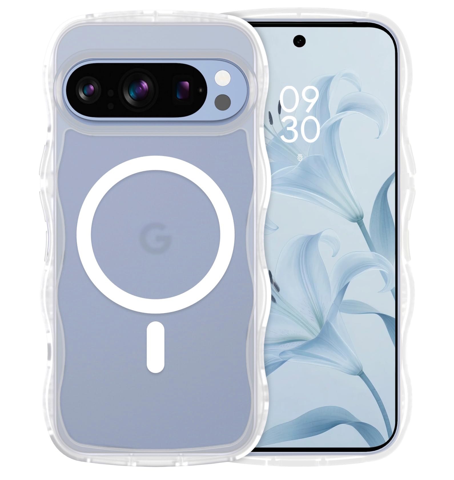 GUAGUA Google Pixel 10 ケース ウェーブ google pixel 10pro ケース MagSafe対応 半透明 マット感 指紋防止 グーグルピクセル10/10pro 耐衝撃 指紋防止 ワイヤレス充電 超軽量 薄型 ソフト googleピクセル10/10プロ なみなみ カバー