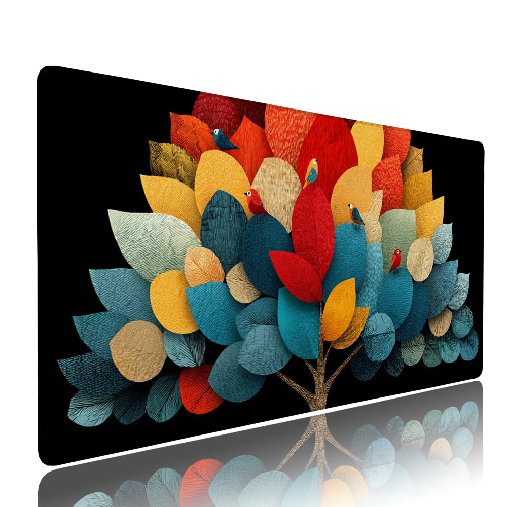 Alfombrilla de Mouse para Juegos, Nero, XXL, Antideslizante, Impermeable, Diseño de Albero, Extendido, Grande, 1200x600x3mm, para PC, Laptop, Ufficio, Famiglia d-455