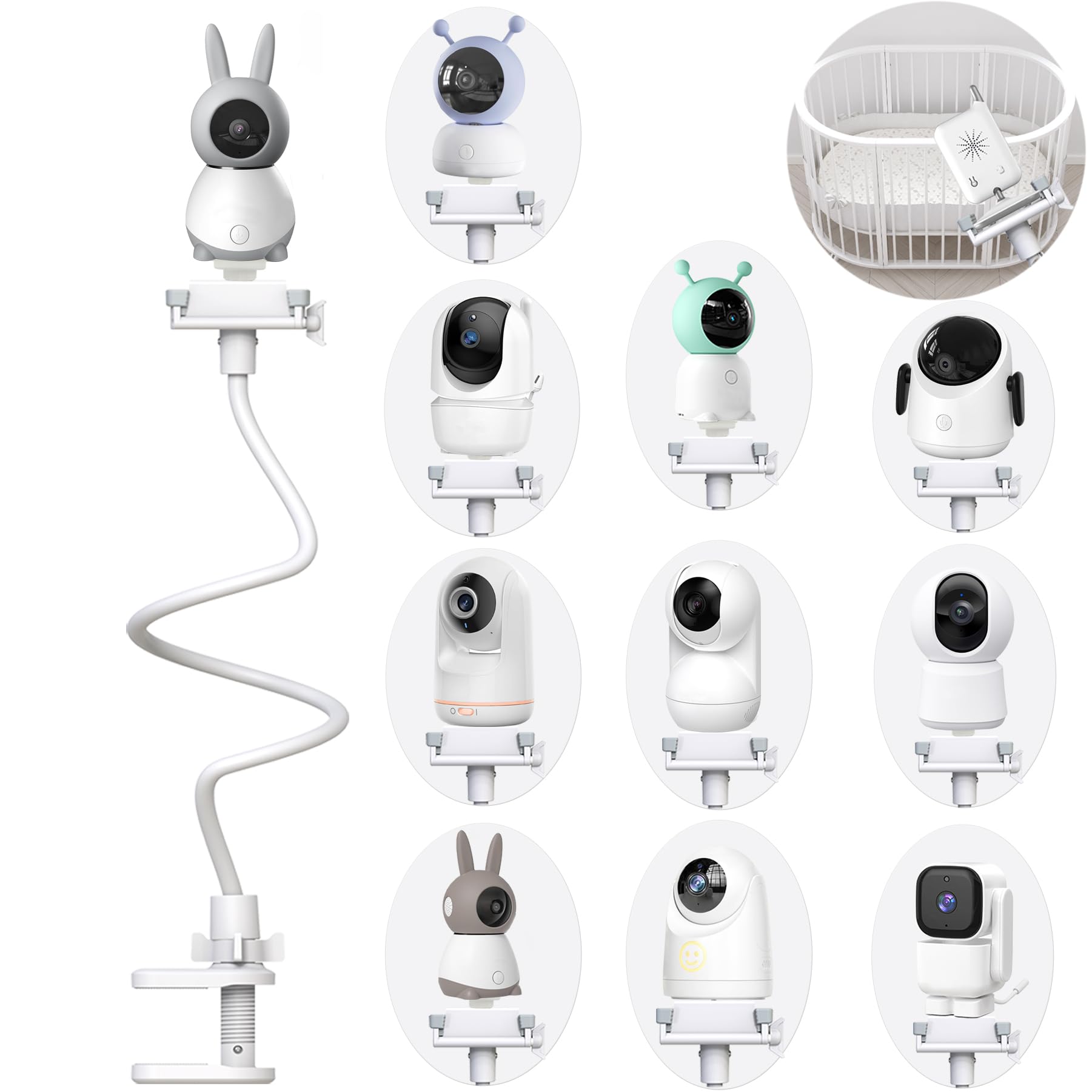 Derebir Babyphone Kamera Halterung Baby Kamera Halterung Kompatibel mit für BOIFUN/DEATTI/ieGeek/jeeber-VB805PRO/GHB/LAXIHUB-P2T /P2F Babyphone Halter Kompatibel für die meisten Kameras