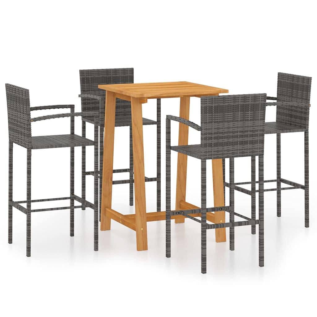 Conjunto de Bar para jardín 5 Piezas grissillas terraza Exterior Muebles Jardin Exterior Mesa y sillas terraza Conjunto Mesa y sillas jardinDiseñado para JARDÍN