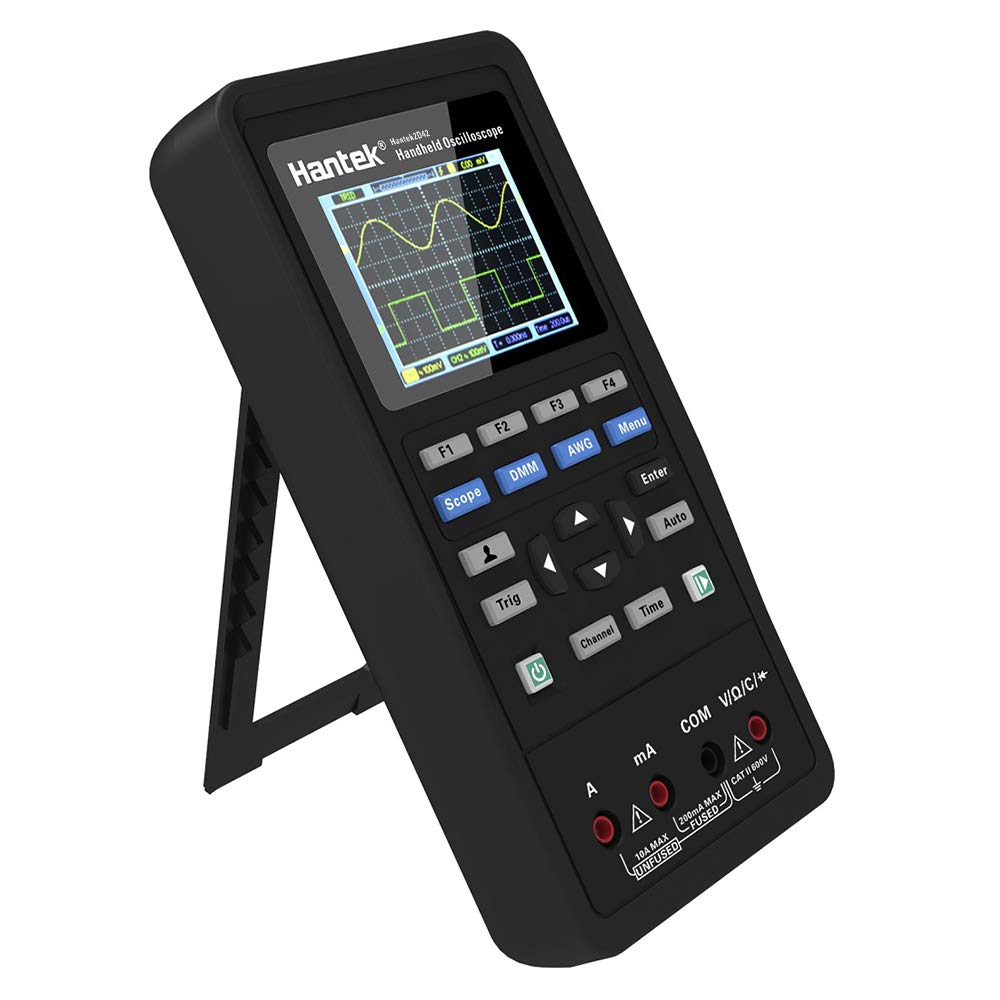 Hantek3 in 1 Handheld Digital Oscilloscope + Waveform Generator + Multimeter Dual-channel 2 Channels USB Scopemeter Portable Scope Meter 40MHz Bandwidth 250MSa/s Sample Rate 2D42 TFT LCD Display