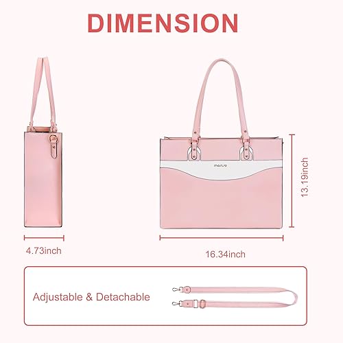 Miniatura 7 de MOSISO Bolsa de mano para laptop para mujer, bolsa de trabajo para computadora portátil de 15.6 pulgadas, maletín de computadora de línea curvada de