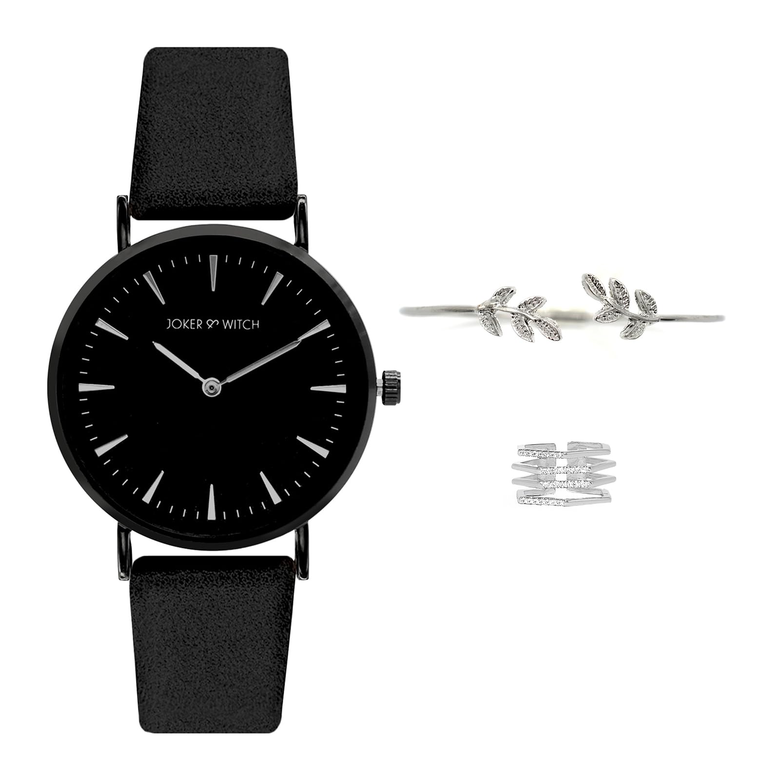 Joker & Witch Leather Women Archangel Love Triangle Analogue Watch, Black Dial, Black Band (B0C862S2T8) Amazon Price History, Amazon Price Tracker