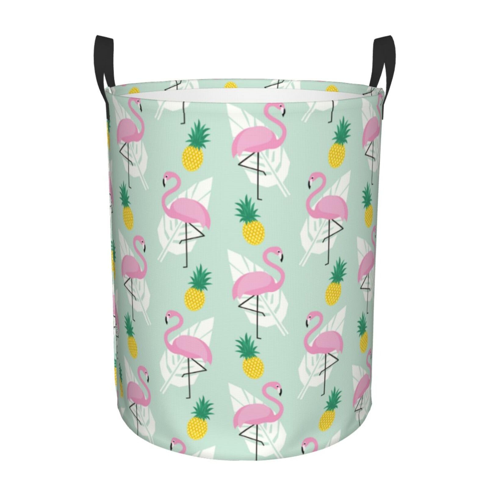 Laundry Basket Pink Flamingo Laundry Hamper Waterproof Idea Hampers Large Collapsible Baskets with Handle Suitable for Bedroom Bathroom Utility Room Kitchen