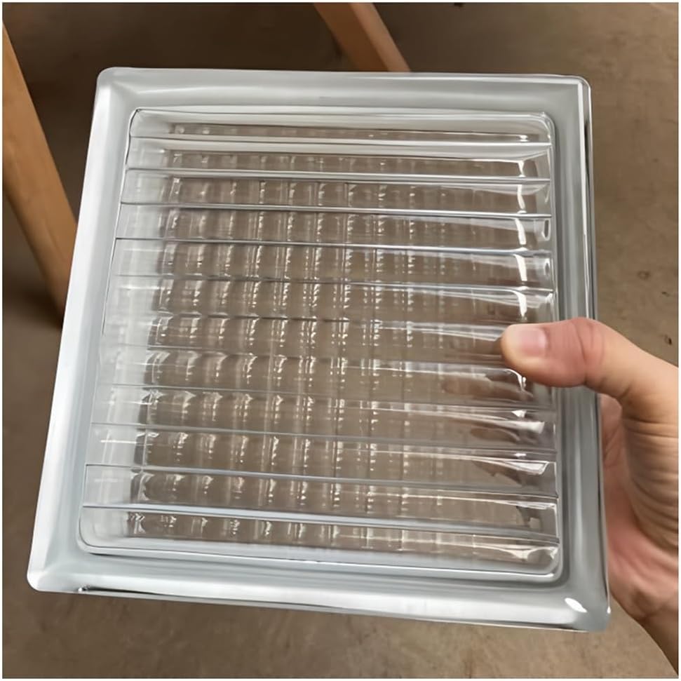 Zfmnoyev Glass Blocks, Square Transparent Hollow Glass Bricks, Decorative Glass Blocks for Wall, for Room Divider Partition Architectural Decoration(Clear-D)