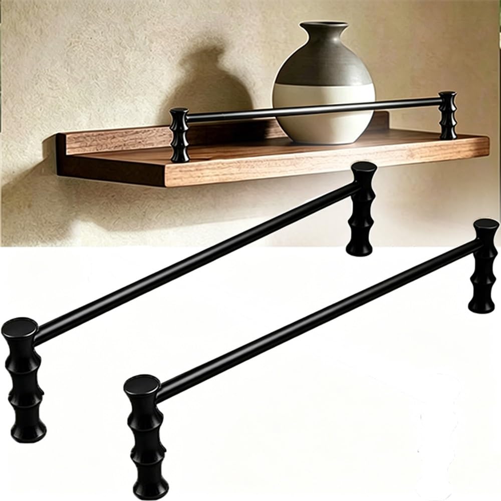 TAJMDGW 2 Pack Cabinet Guard Fence Railing Anti-Fall Gallery Shelf Rail Metal Decorative Shelf Guardrail Bars for Bookshelf Closet Display Cabinet(Black,100cm(39.4"))