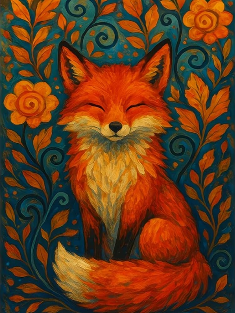 Brennora Cross Stitch Kits for Adults Fox 11CT Pre-Printed Stamped Embroidery Kit DIY Handmade Home Wall Décor 40x50 cm