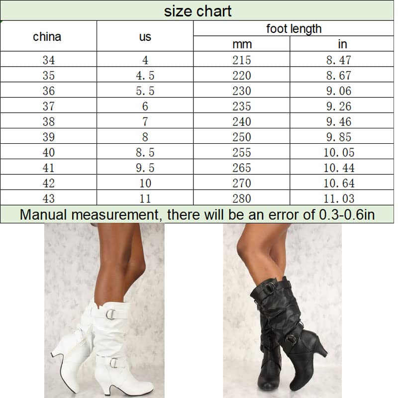 Women's Fashion Mid Knee High Heel Boots, Low Heel Zip Buckle Casual Mid Boots, Winter Warm Solid Color Wedding Boots2