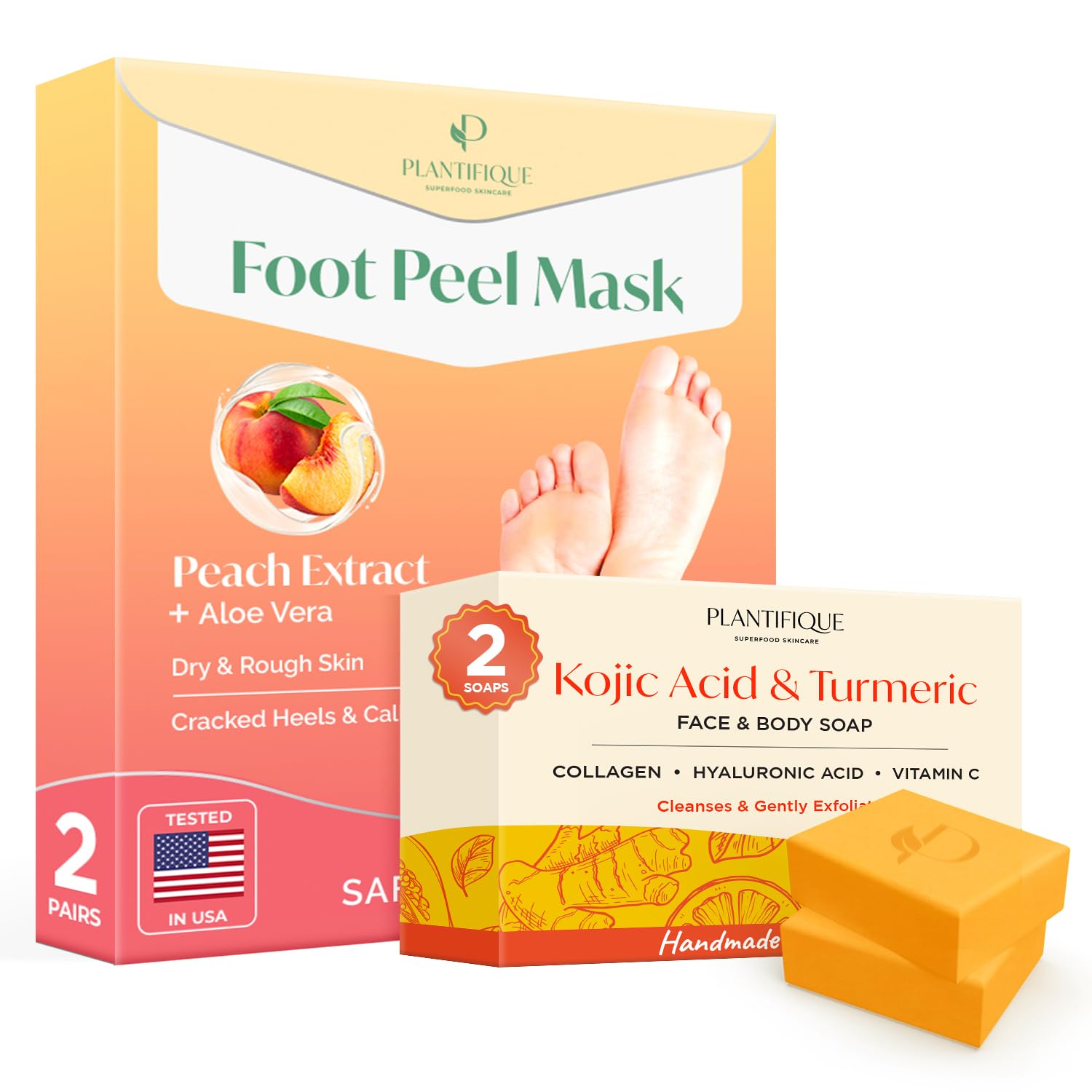 Amazon.com: PLANTIFIQUE Foot Peeling Mask Peach 2 pack and Kojic