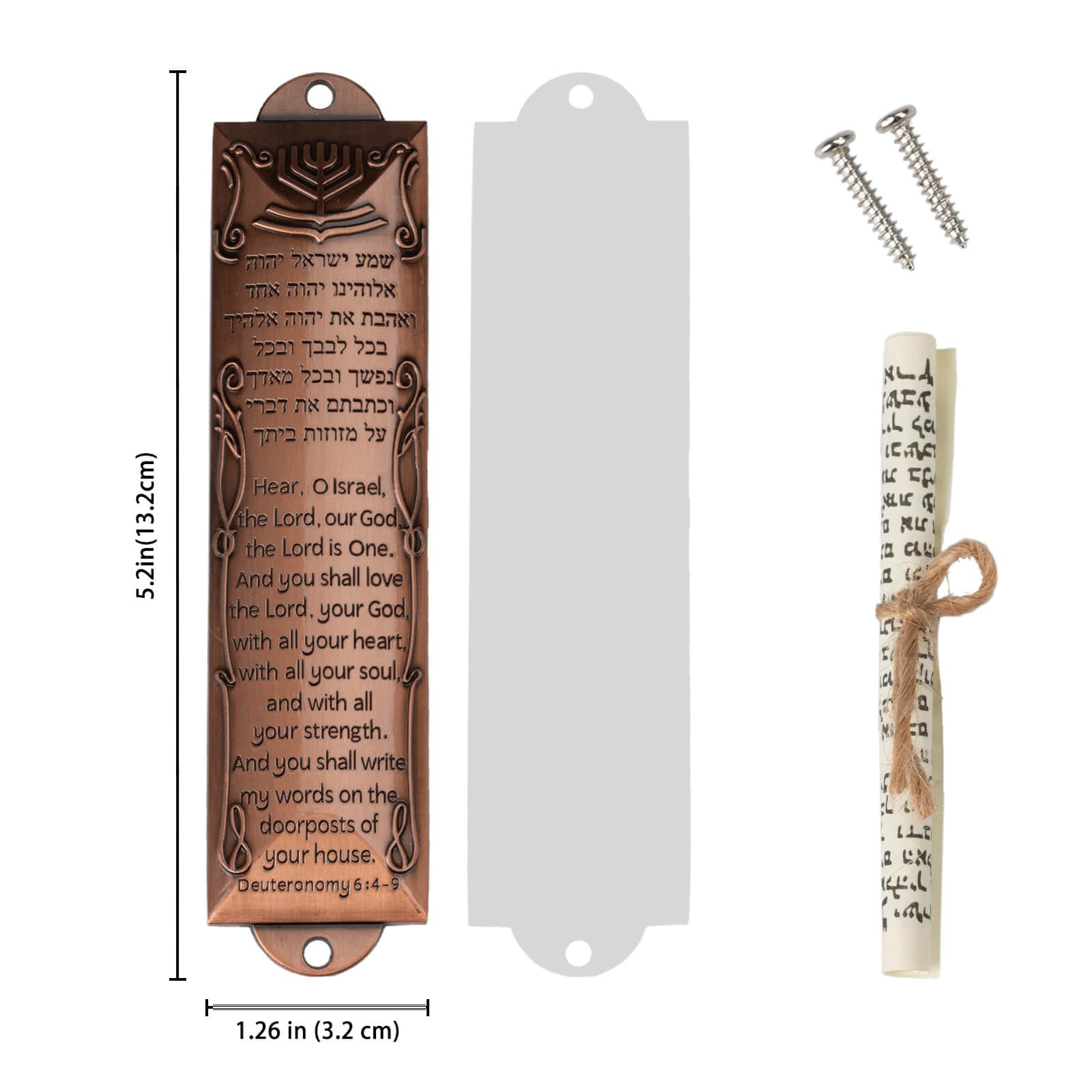 Exselens Mezuzah Set of 3 Jewish Door Mezuzah with English/Hebrew House Blessing, Metal Cases with Non-Kosher Scrolls, Gold, Silver, Bronze
