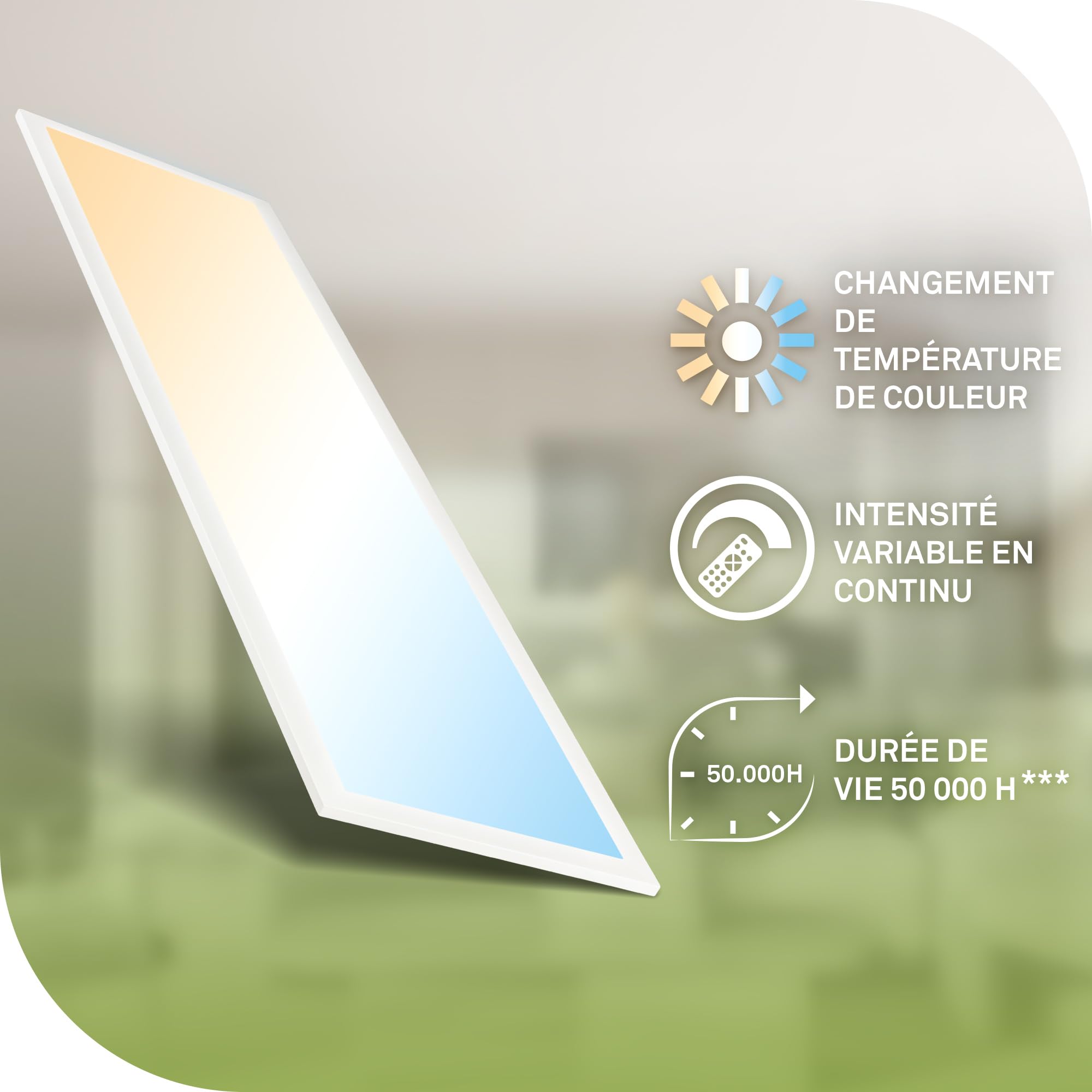 BRILONER - Panneau LED, classe énergétique A, 12,6W à 2860lm, télécommande, dimmable, CCT blanc chaud à froid, dalle led, panneau plafond, plafonnier, lustre salon, 100x25x6 cm, blanc