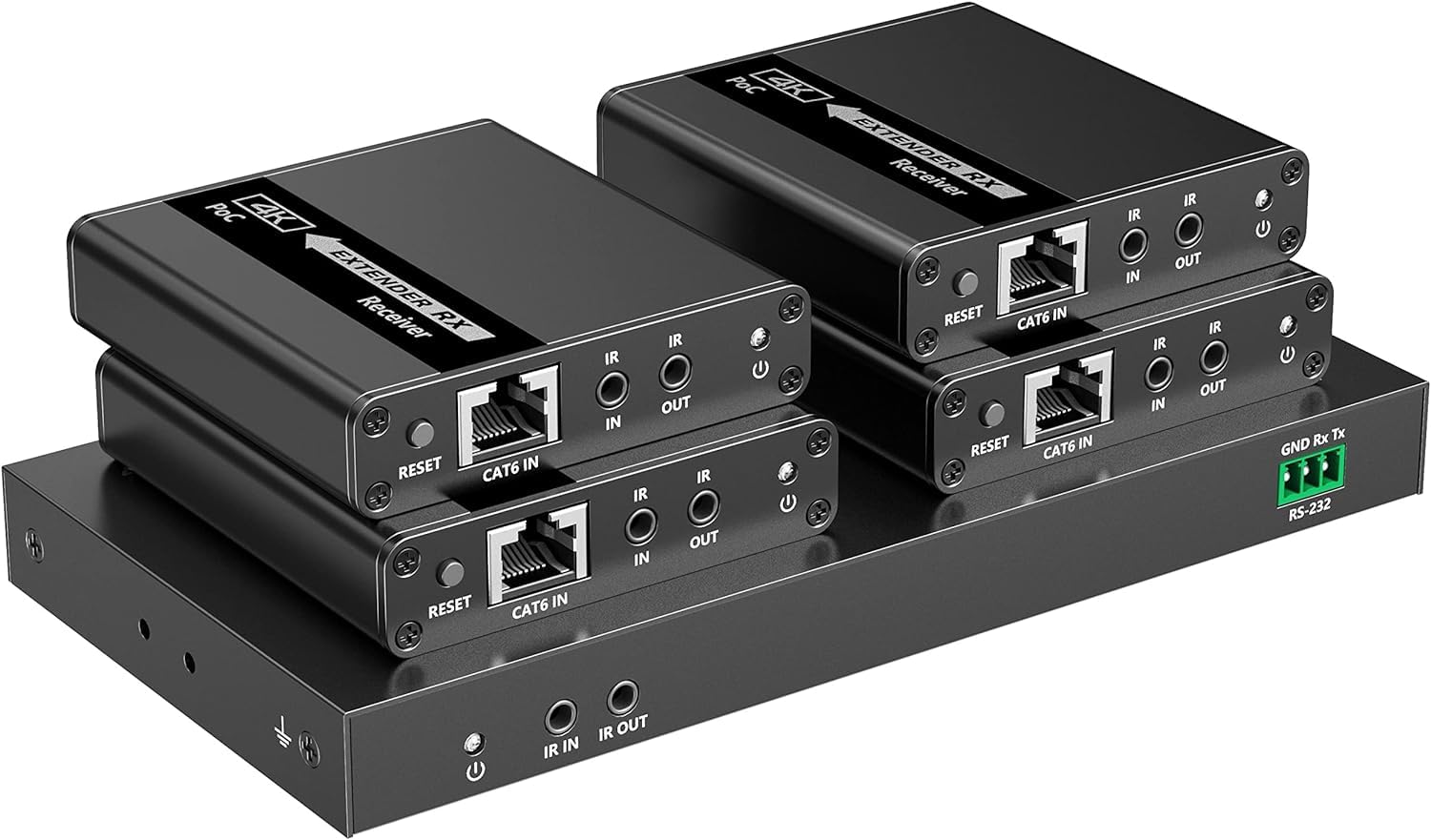Techly 368499 Extender Splitter HDMI 4 Vie su Cavo di Rete 70 Metri PoC Nero