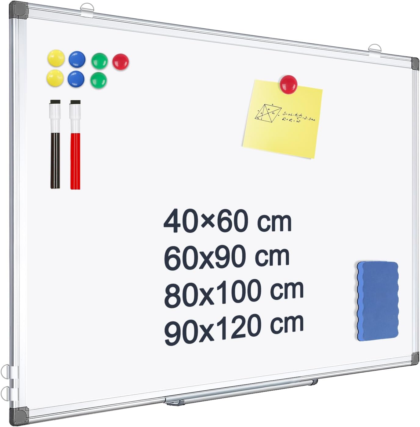 QUEENLINK Whiteboard Kit, 60 X 90 CM White Board Aluminum