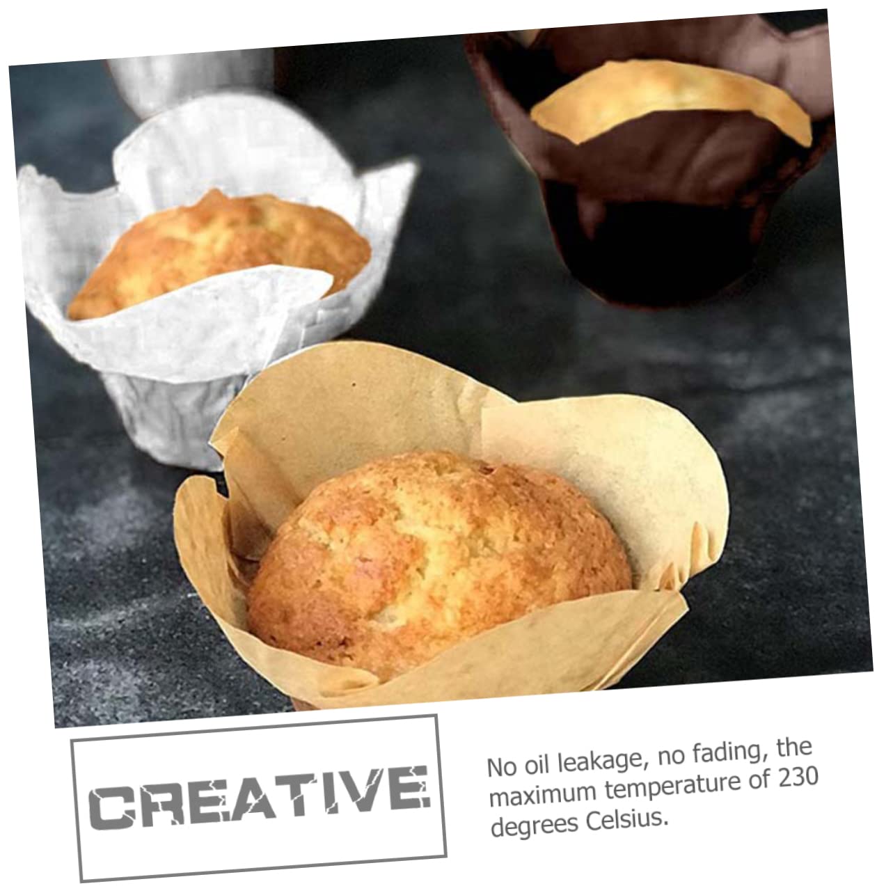 COLLBATH 300stücke Muffin Backförmchen Lotus Stil Papier Muffin Liner Ölbeständige Cupcake Förmchen Für Hochzeiten Partys Lebensmittelechtes Material Standardgröße
