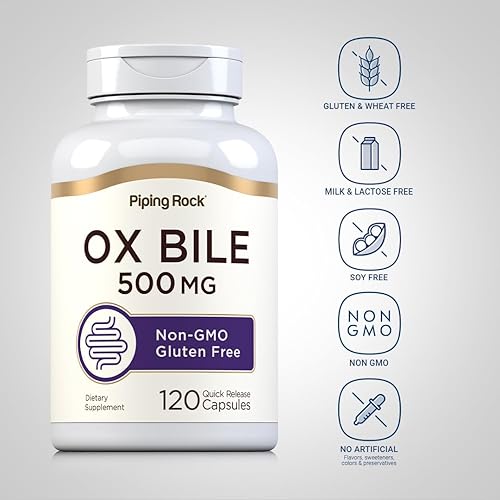 Miniatura 3 de Piping Rock Suplemento de bilis de buey de 500 mg | 120 cápsulas | Enzima digestiva | Sin OMG, sin gluten