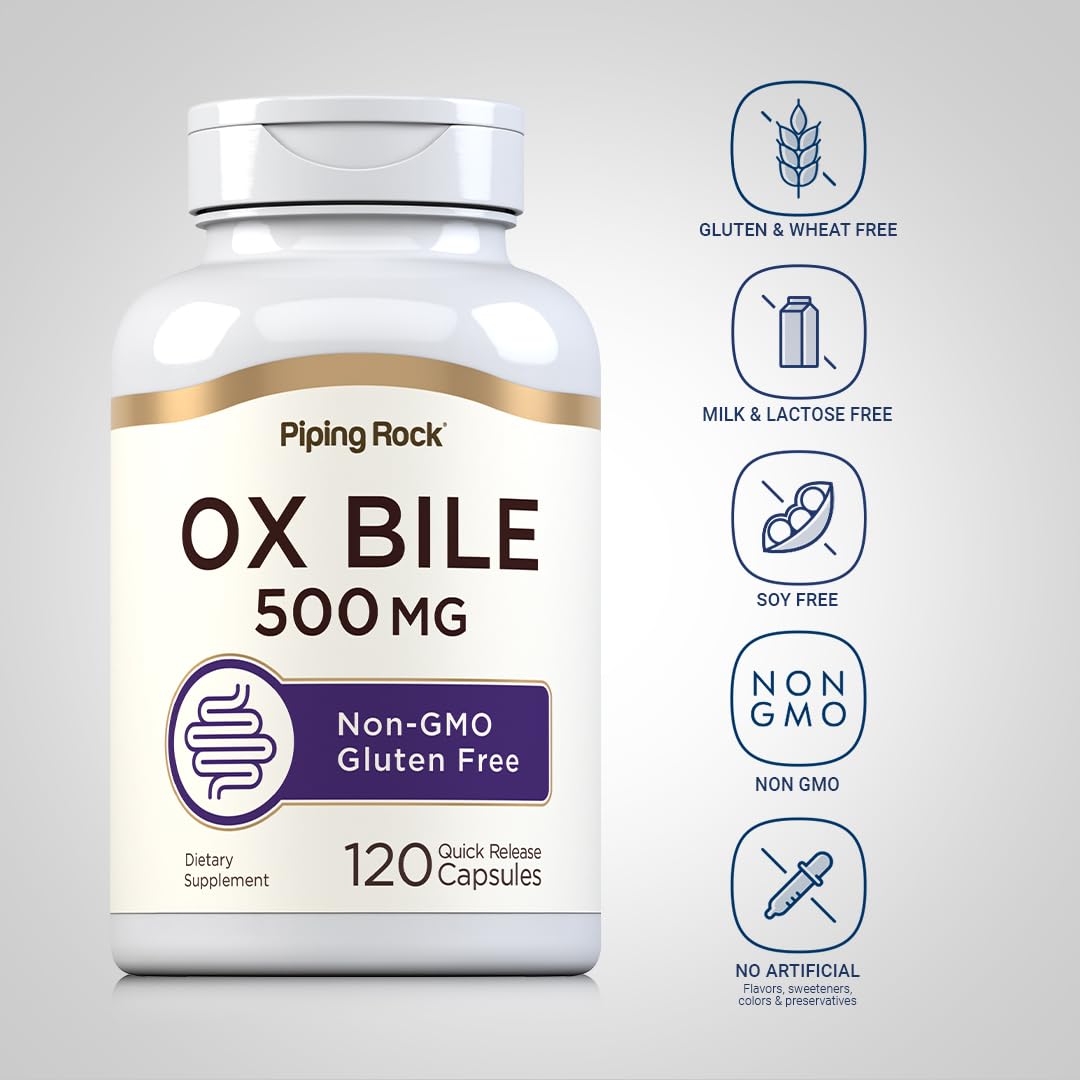 Piping Rock Ox Bile Supplement 500mg | 120 Capsules | Digestive Enzyme — Amazon image 3