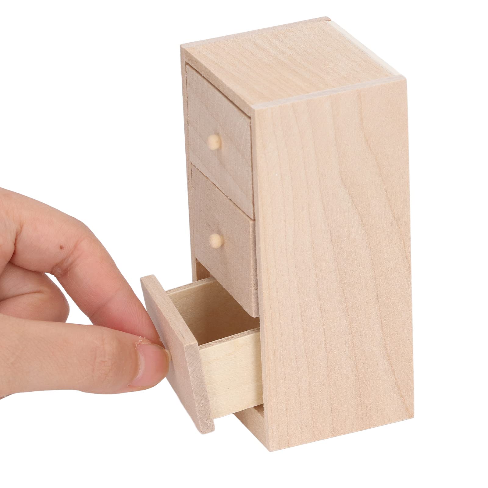 Mini Cabinet Model with 3 Layer Drawer Doll House Storage Furniture for 1:12 Scale Dollhouse