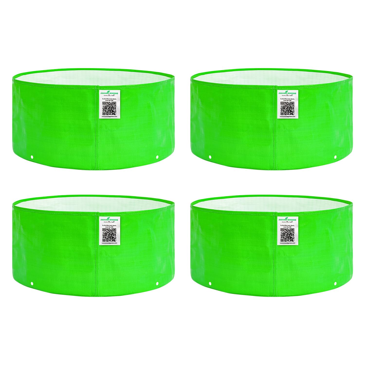 Anandi Green's Premium HDPE Uv Protected 260 GSM Round Shaped Green Colour Plants Grow Bags Suitable for Terrace and Vegetable Gardening 15x9 Inch Pack of 4 Plant Bag