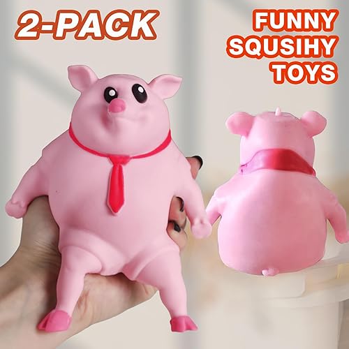 Miniatura 3 de Lindo cerdo blando para niños y adultos – Paquete de 2 juguetes sensoriales para aliviar el estrés de cerdo para aliviar la ansiedad, divertidos