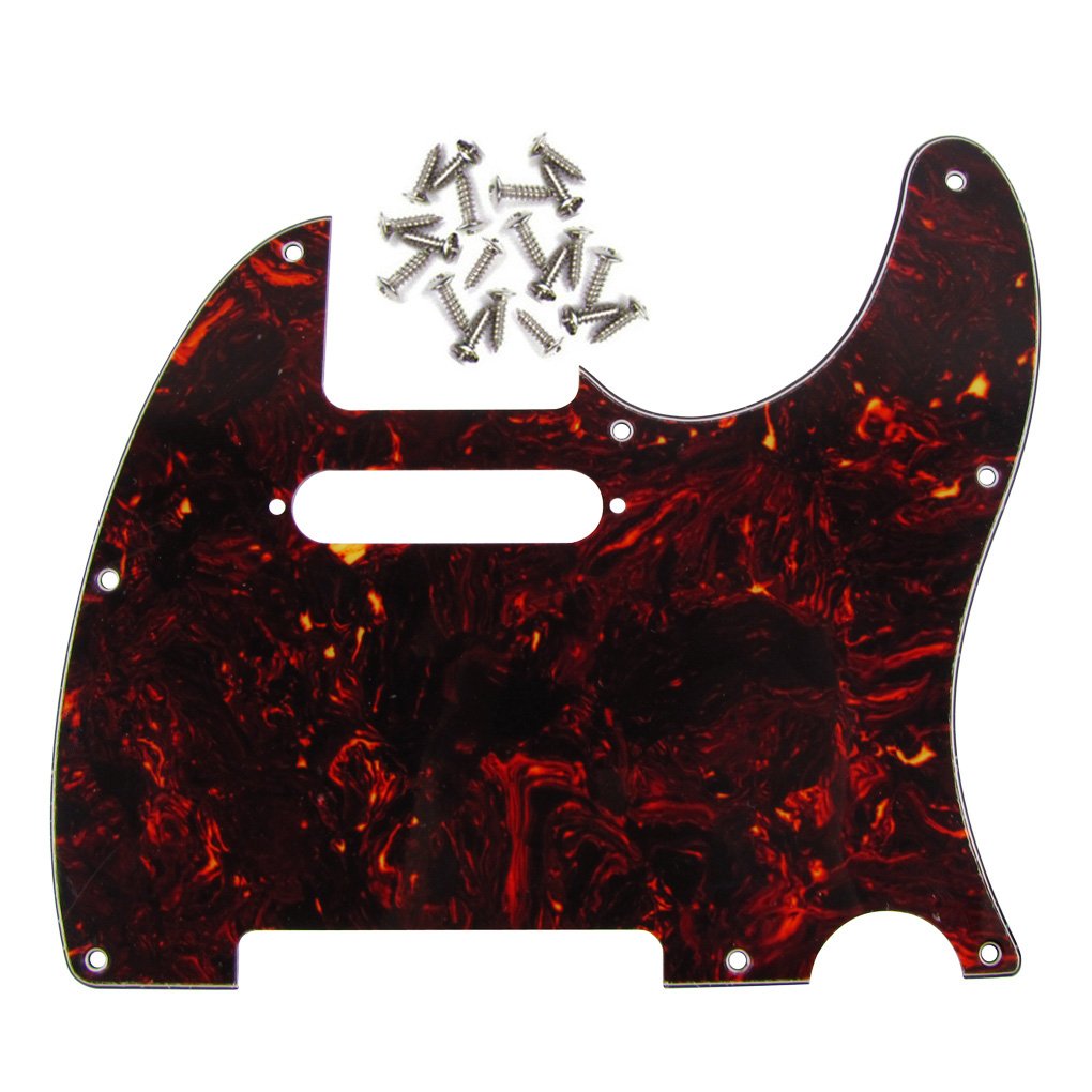 FLEOR 8 Hole TL Pickguard Scratch Plate with Pickguard Screws Set Fit USA/MX Standard TL Style Pickguard Replacement, 4Ply Brown Tortoise Shell