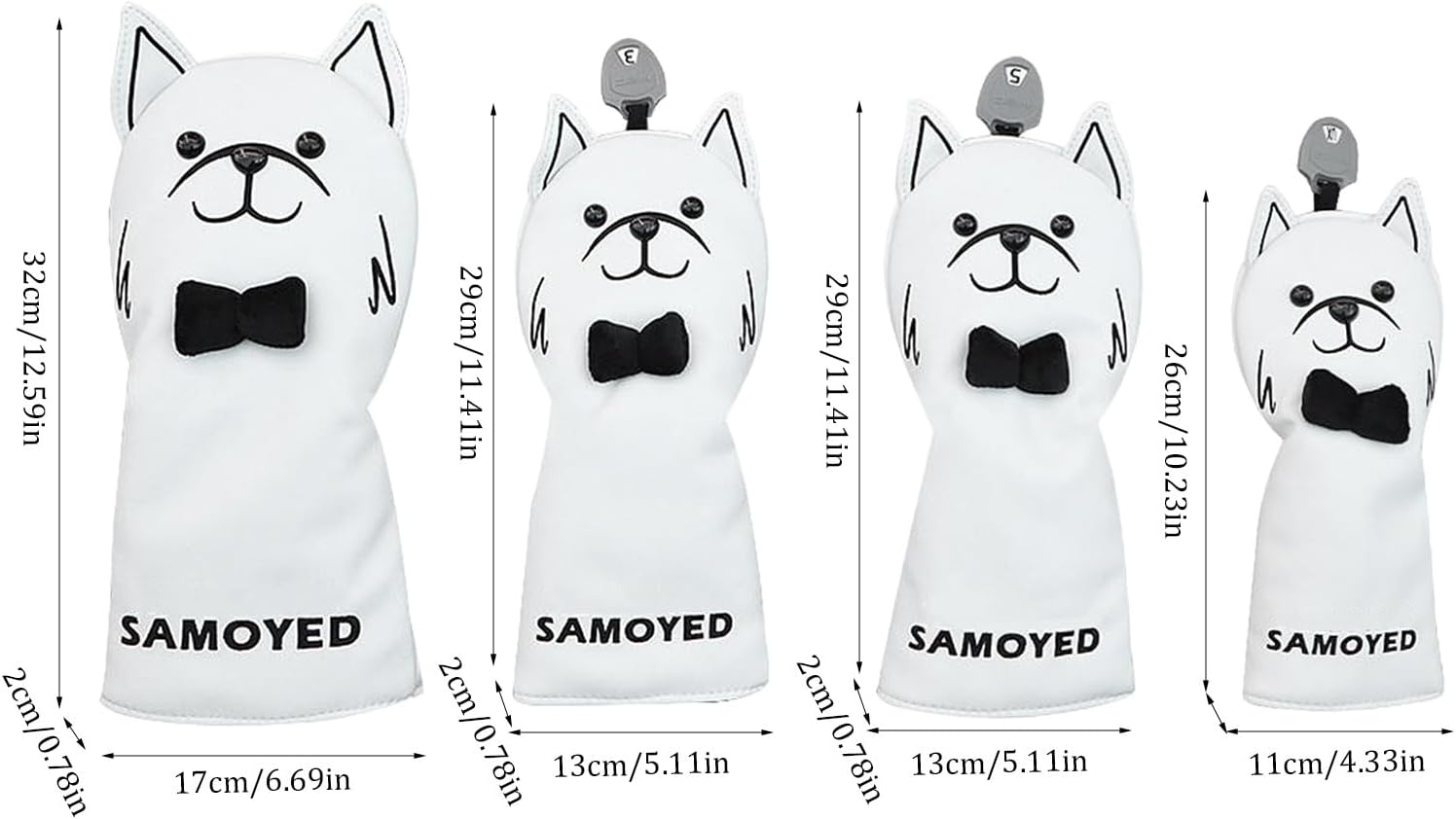 Golf Club Head Cover | 4X Dog Head Covers for Golf Clubs | Wear Resistant Headcovers with Soft Plush Lining, Golfer Accessories