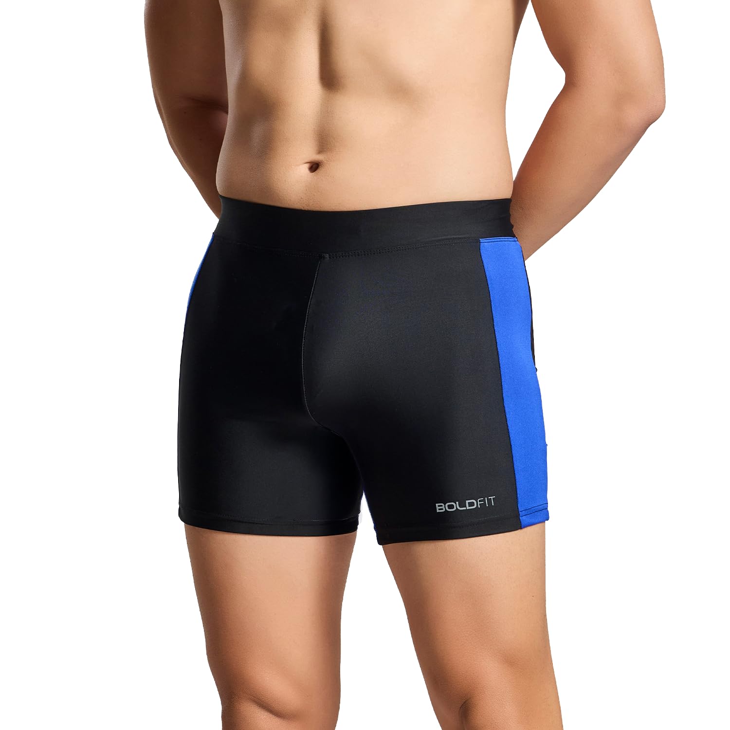 Boldfit Swimming Shorts for Men Black Swimming Costume for Men Swimming Trunk for Men, Boys Easy Adjustable Swim Suit for Men Breathable, Quick Drying Shorts for Swimming, Running Sports Shorts