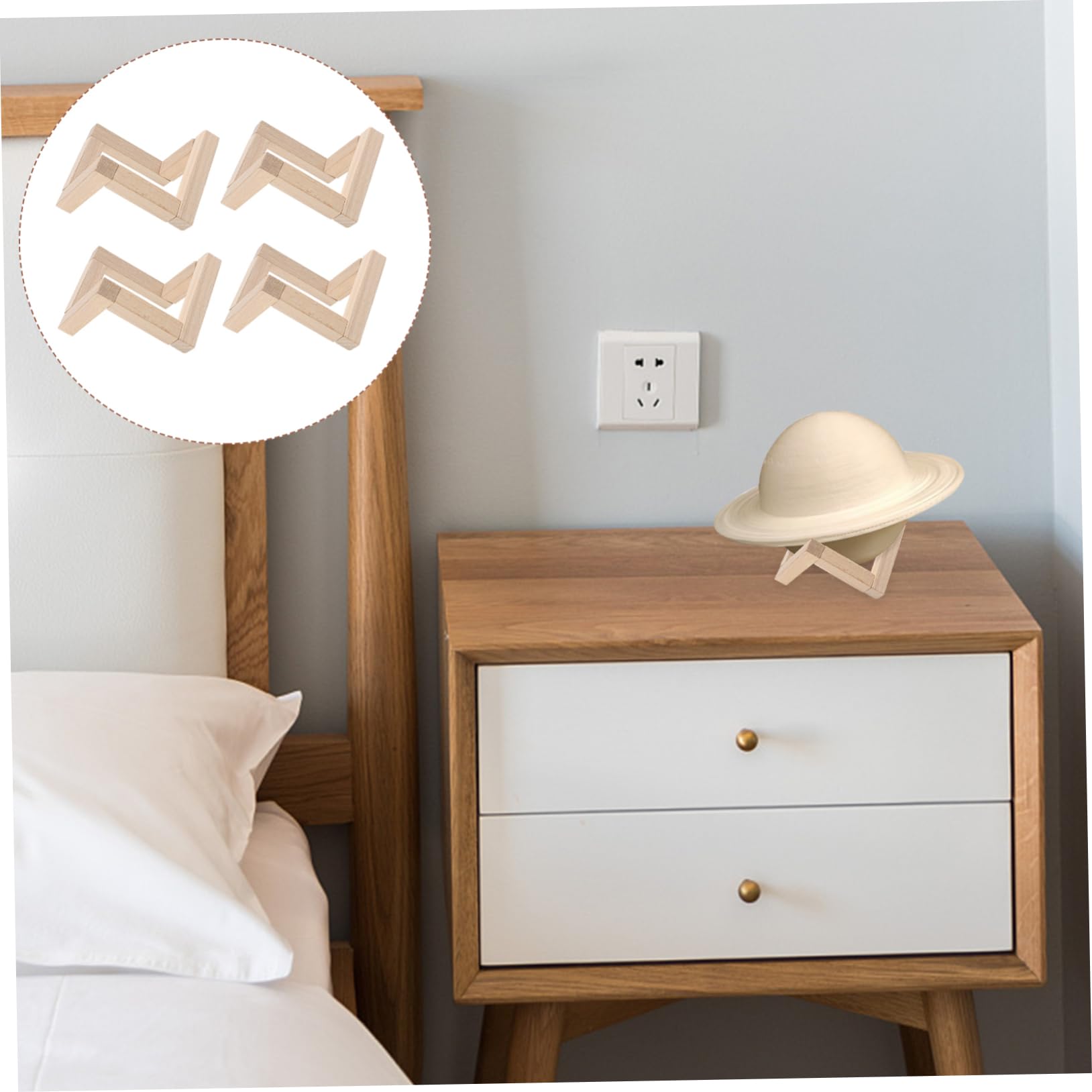 4stücke Mond Lampe Basis Aus Holz Für Pat Lampensockel Stabiler Und Praktischer Standfuß Für Zuhause