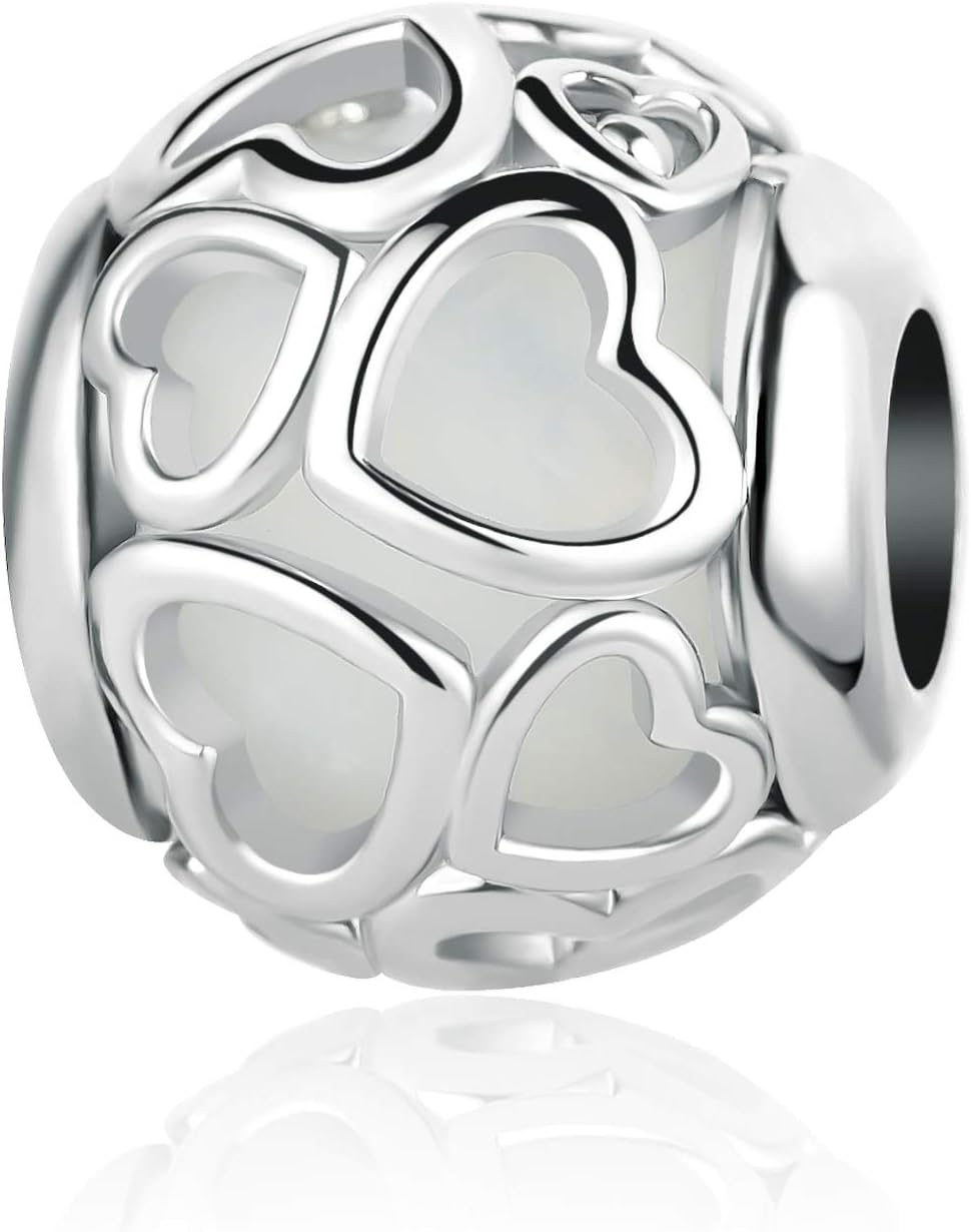 SBI Jewelry ブレスレット用ラブハートチャーム ハートビーズチャーム 女性や女の子への誕生日ギフト