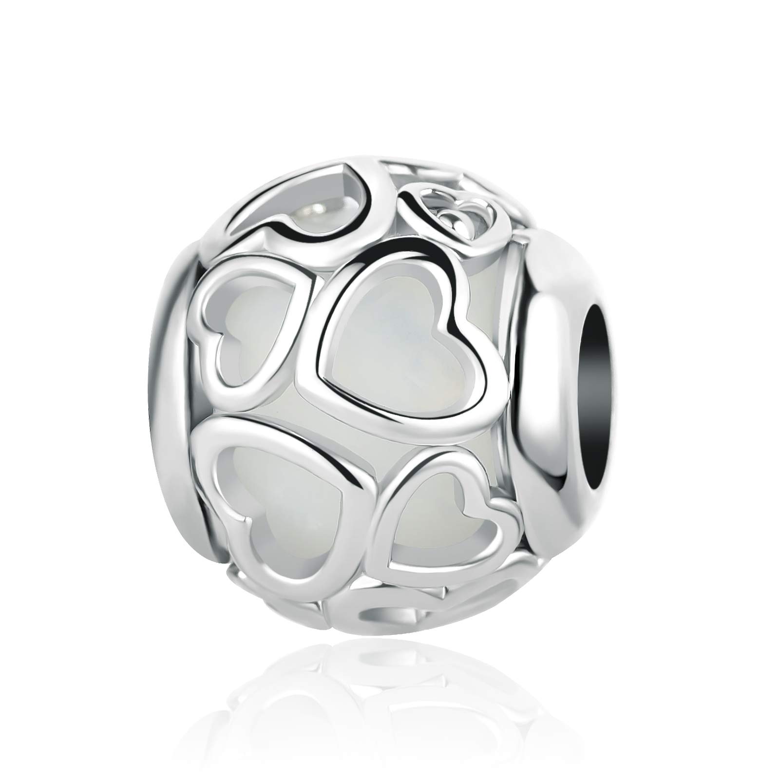 LSxAB Pink Infinity Love Heart Charm Compatible Pandora Charms Bracelets Women Bead Always Mom Daughter Forever Wife Christmas Birthday Anniversary