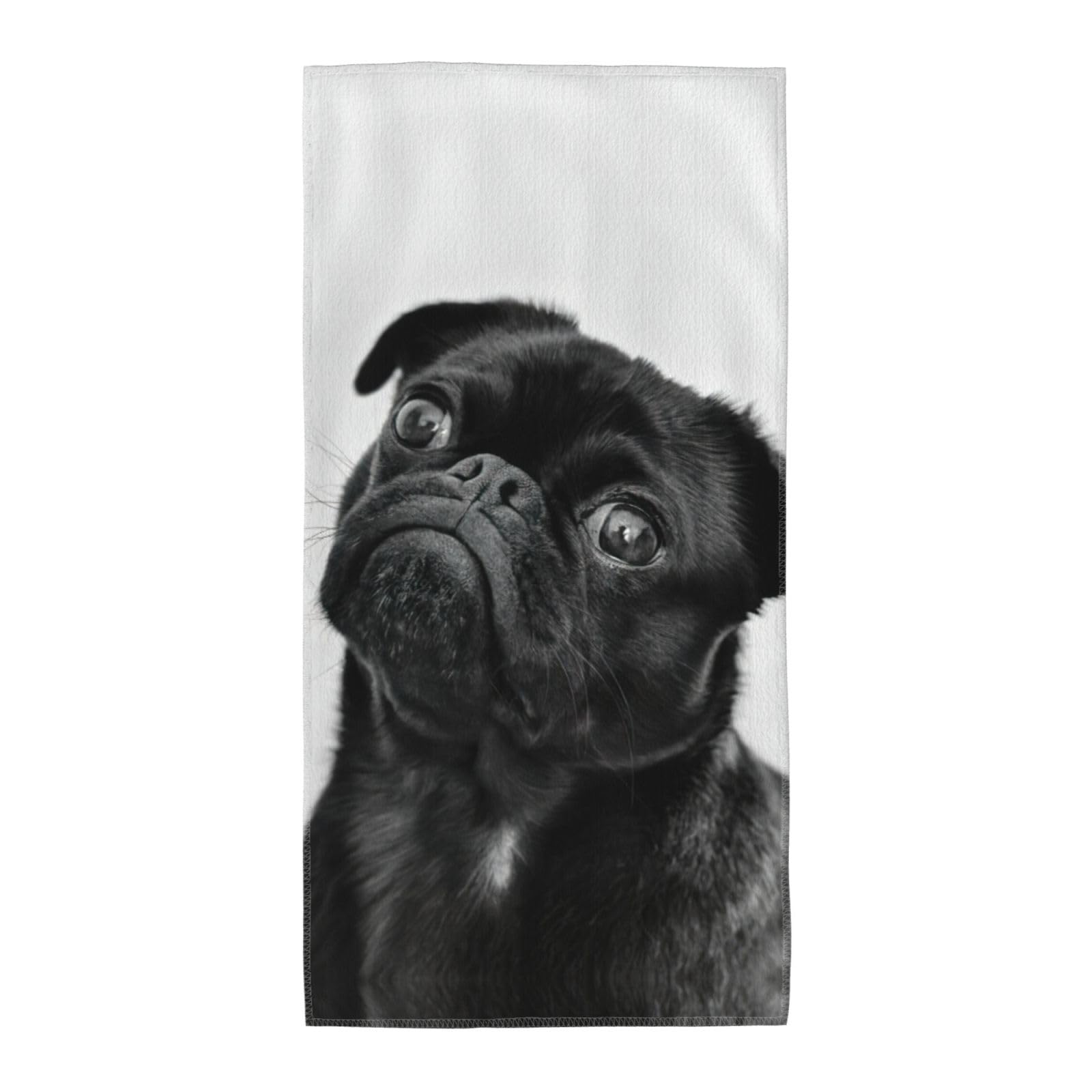 WYCZHY Cute Black Pug Dog Printed Quick Dry Beach Towel For Camping Travel Vacation