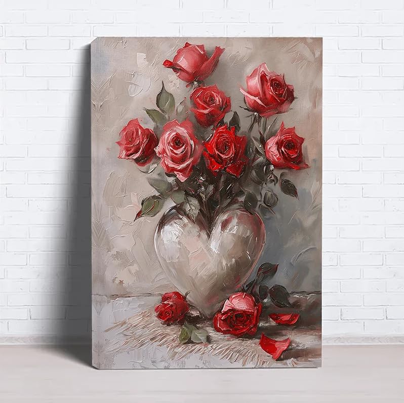 Affiche de roses rouges Rumlly art mural abstrait déco salon moderne