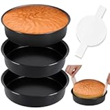 8 Inch Cake Pan&comma; Premium Round Cake Pans Set of 3&comma; Durable Circle Cake Pan with 100 Pieces Parchment Paper&comma; Non-Toxic & Healthy Deep Cake Baking Pans Tins for Birthday Christmas&comma; Dishwasher Safe