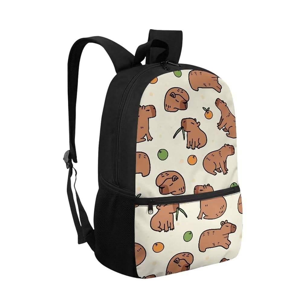 GAIGEO Kids Backpack With Lunch Box Set - Cute Capybara Print, Lightweight School Bag