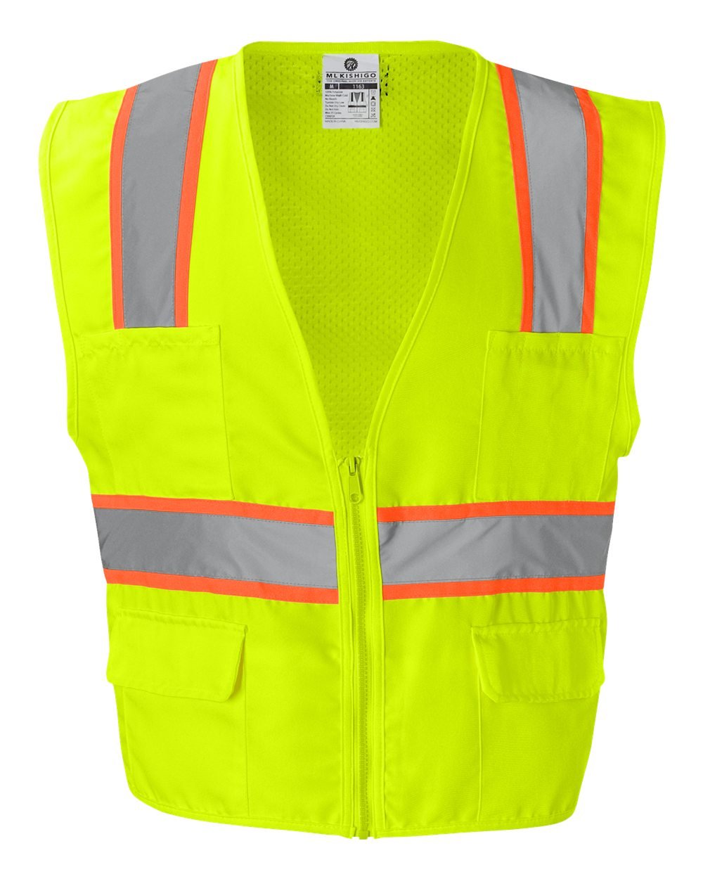 ML Kishigo Solid Front Vest With Mesh Back, Lime , X-Large