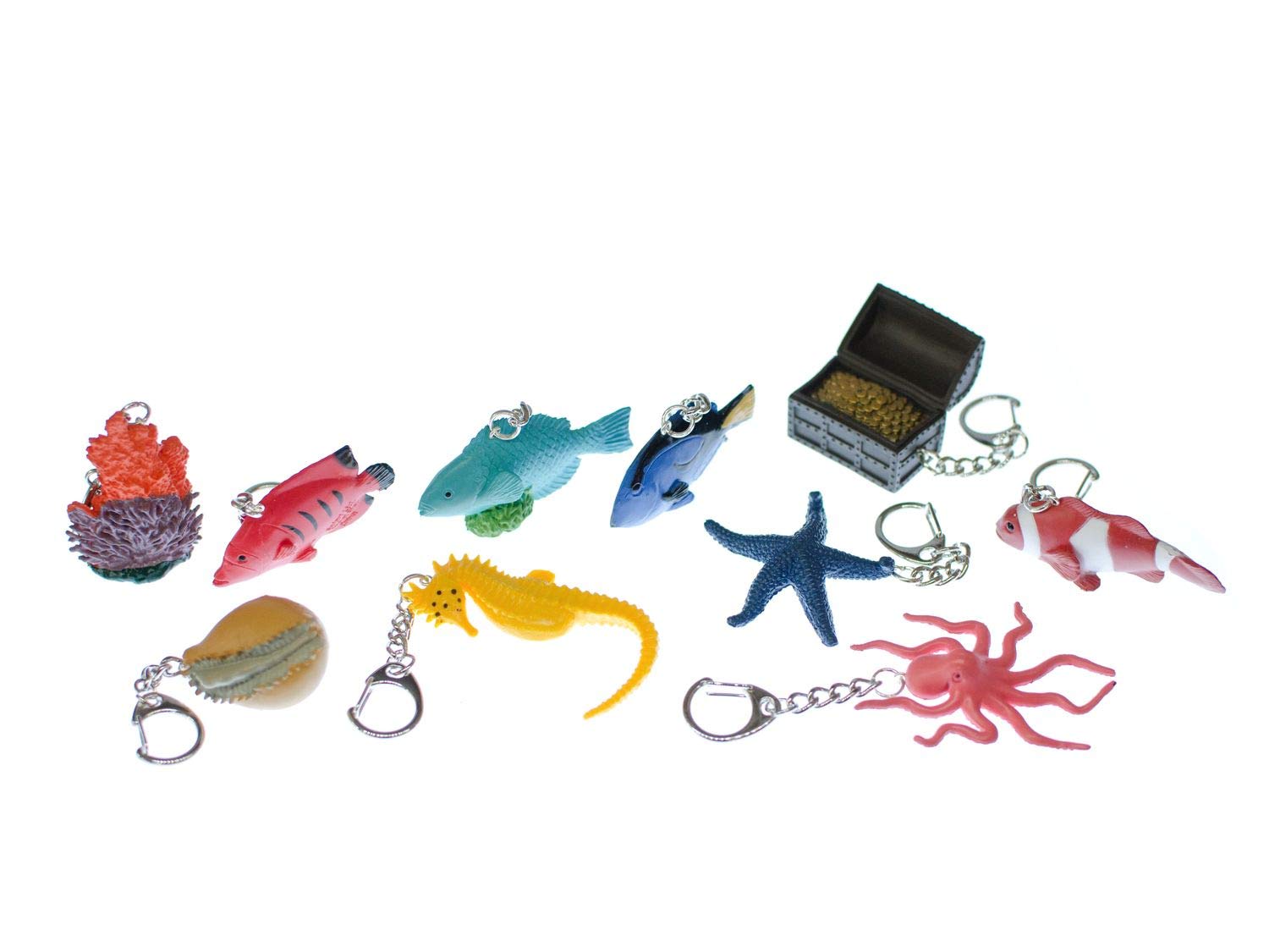 Miniblings Set of 10 Sea Animals Fish Shell Starfish Keyrings Seahorse Handmade Fashion Jewellery I Pendant Key Ring Keyring Keyring - Image 2