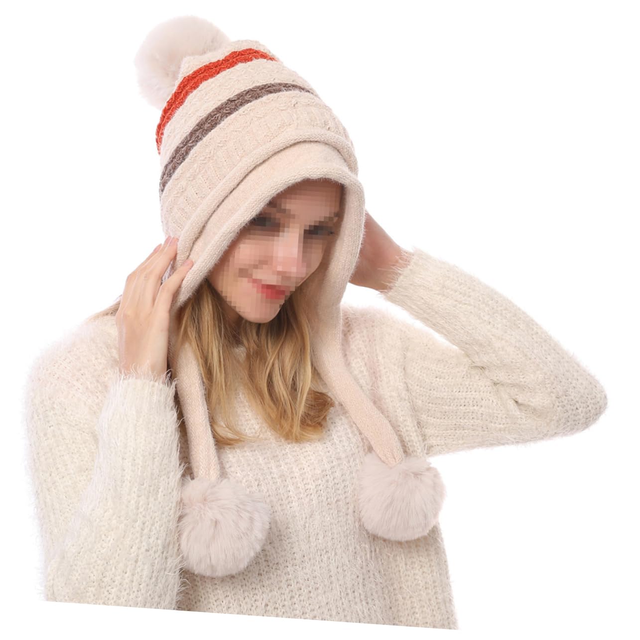GALPADA 3piezas Gorro De Lana Para Mujeres Pompón Sombrero De Esquí Cálido y Cómodo Para Actividades Al Aire Beige