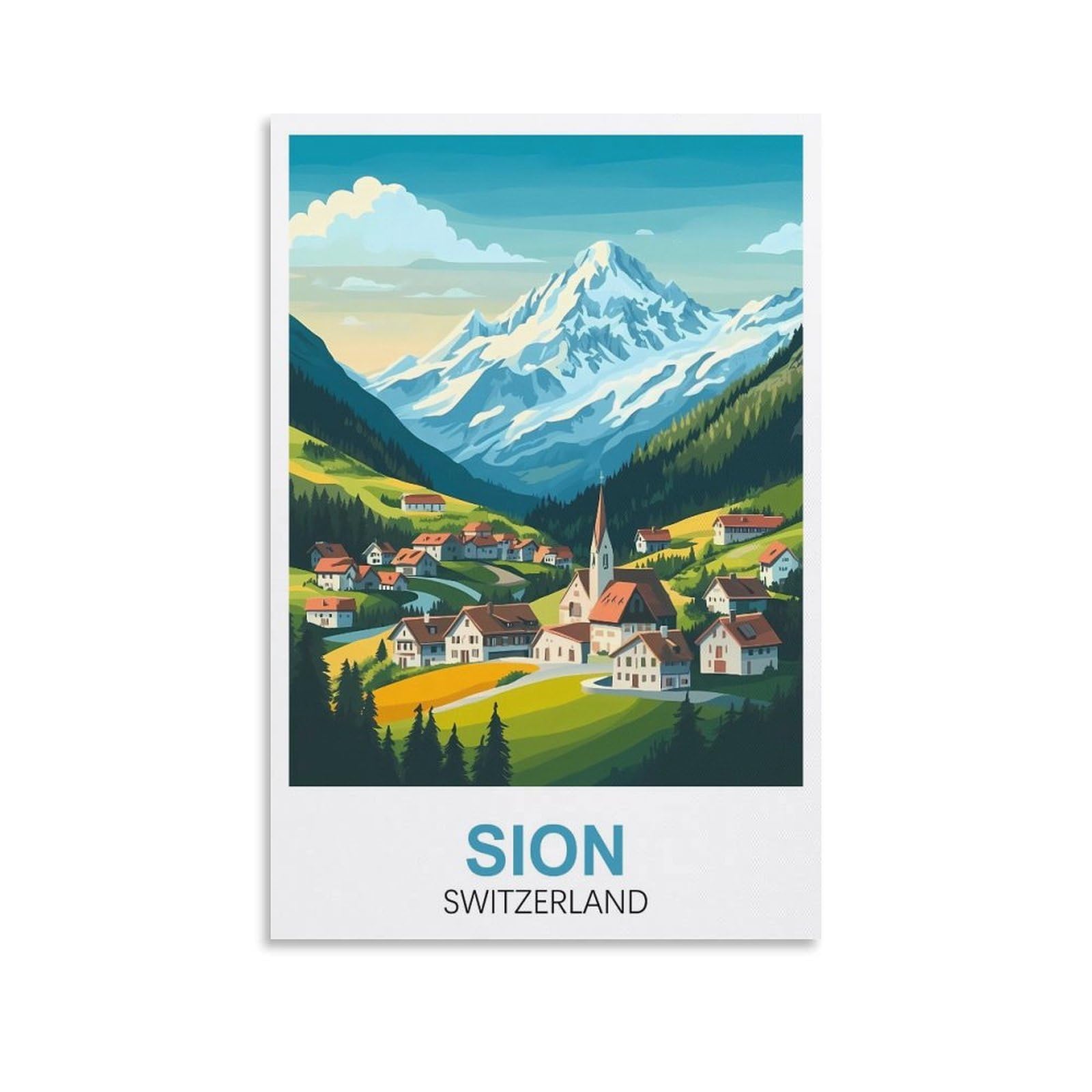EZMLFA Diamond Painting Kits for Adults,Sion Switzerland DIY Crystal Embroidery Gifts,Diamond Art Craft,for Living Room Home 40x50cm