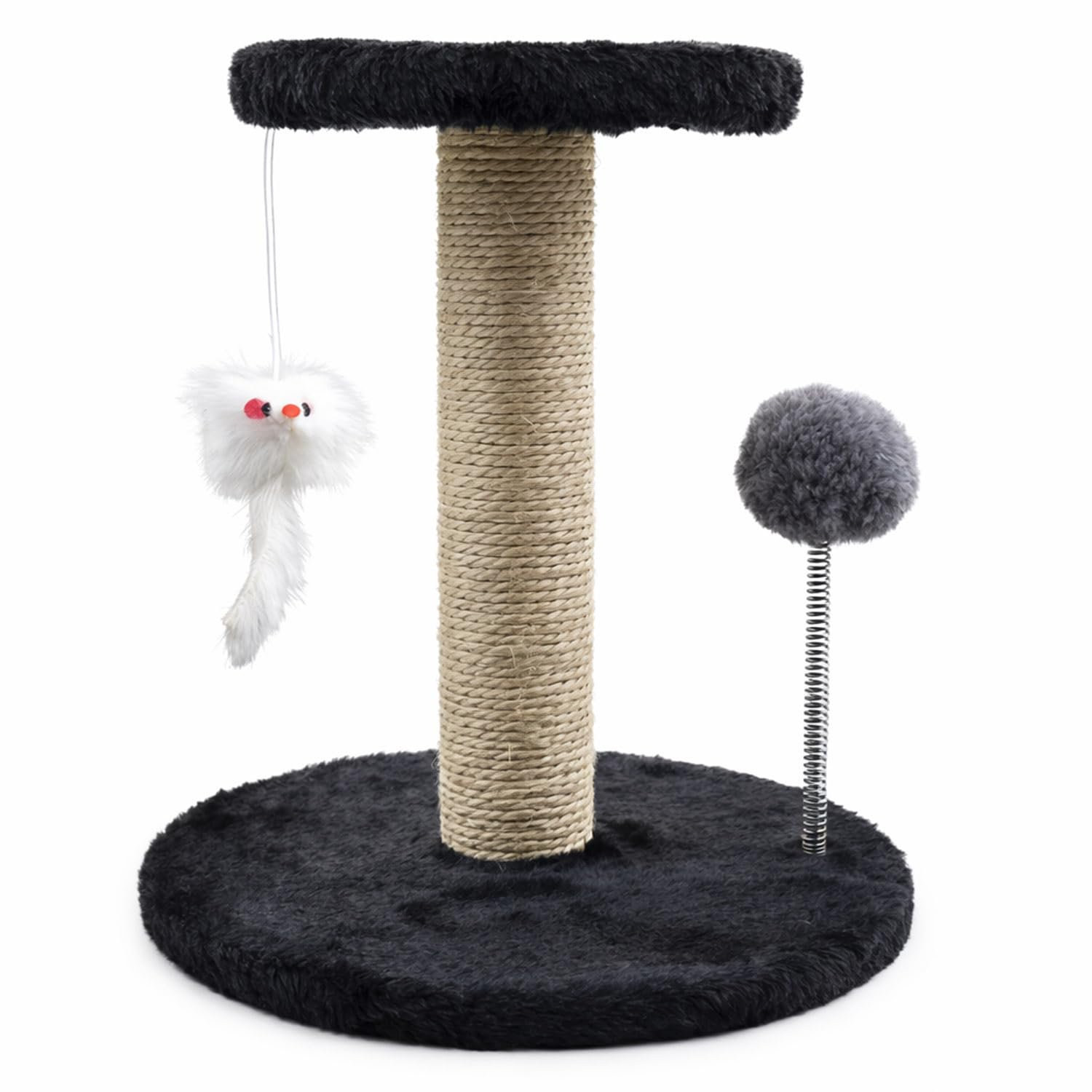 Cat Tree Tower with Sisal Scratching Posts, Condo, Bed, Dangling Ball & Playful - Sturdy Perch for Cats Kittens - Entertainment & Comfort Furniture Feline Fun (PomPom Play Scratcher)