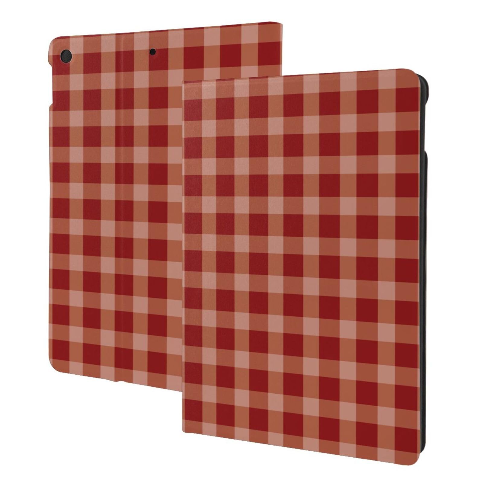 Étui pour iPad 10.2 vichy rouge compatible 9e 8e 7e génération avec support folio