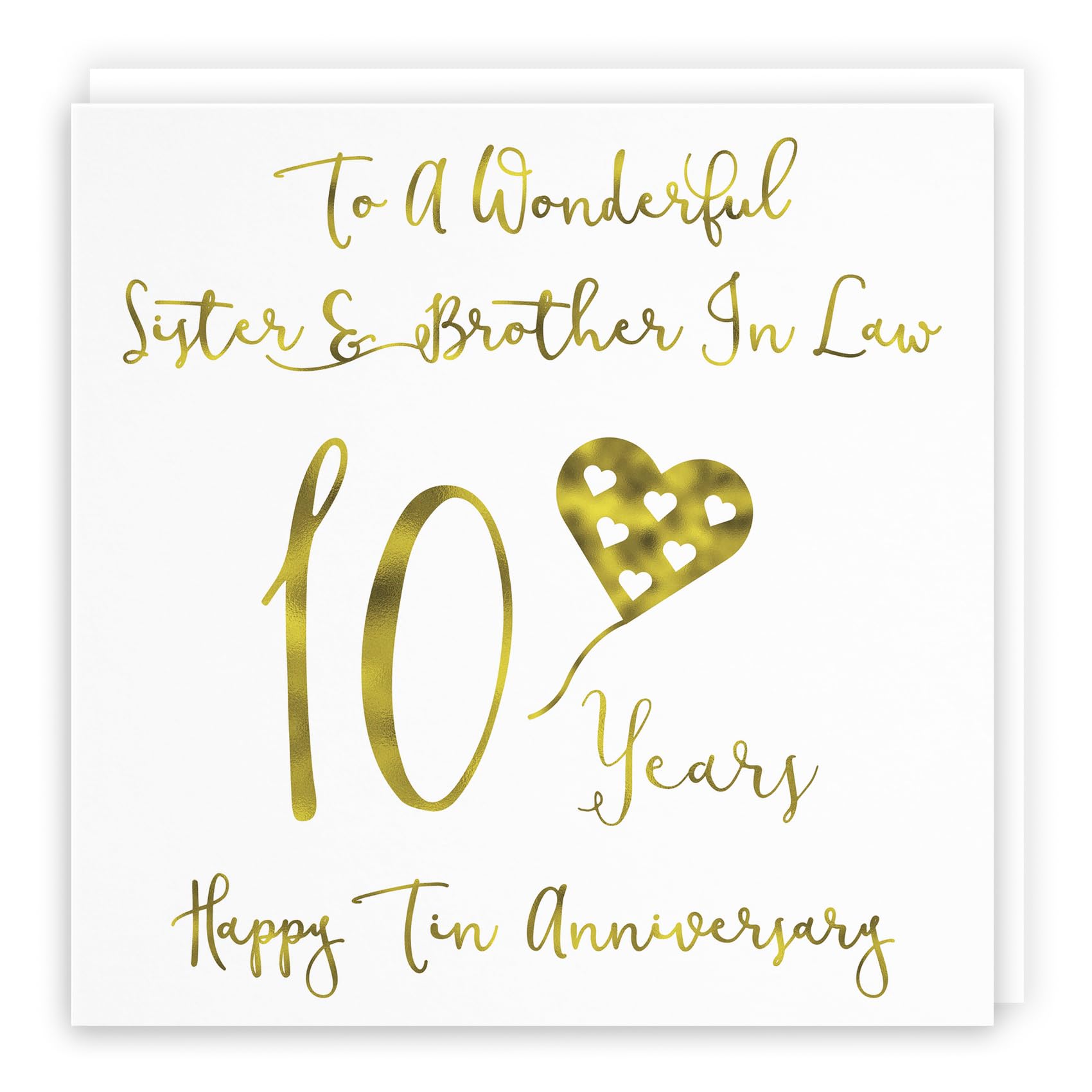 Hunts England, Sister And Brother In Law 10th Anniversary Card, To A Wonderful Sister & Brother In Law, 10 Years