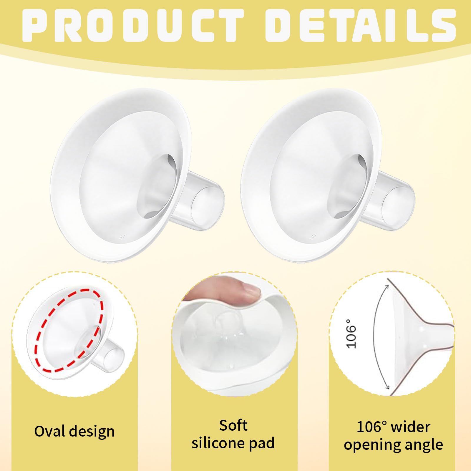 2 szt. miseczek na piersi 27 mm owalne silikonowe miękkie laktator akcesoria do laktatora dla Medela PersonalFit Freestyle Maxflow Freestyle Flex Swing Maxi Connector Lansinoh Signature Pro