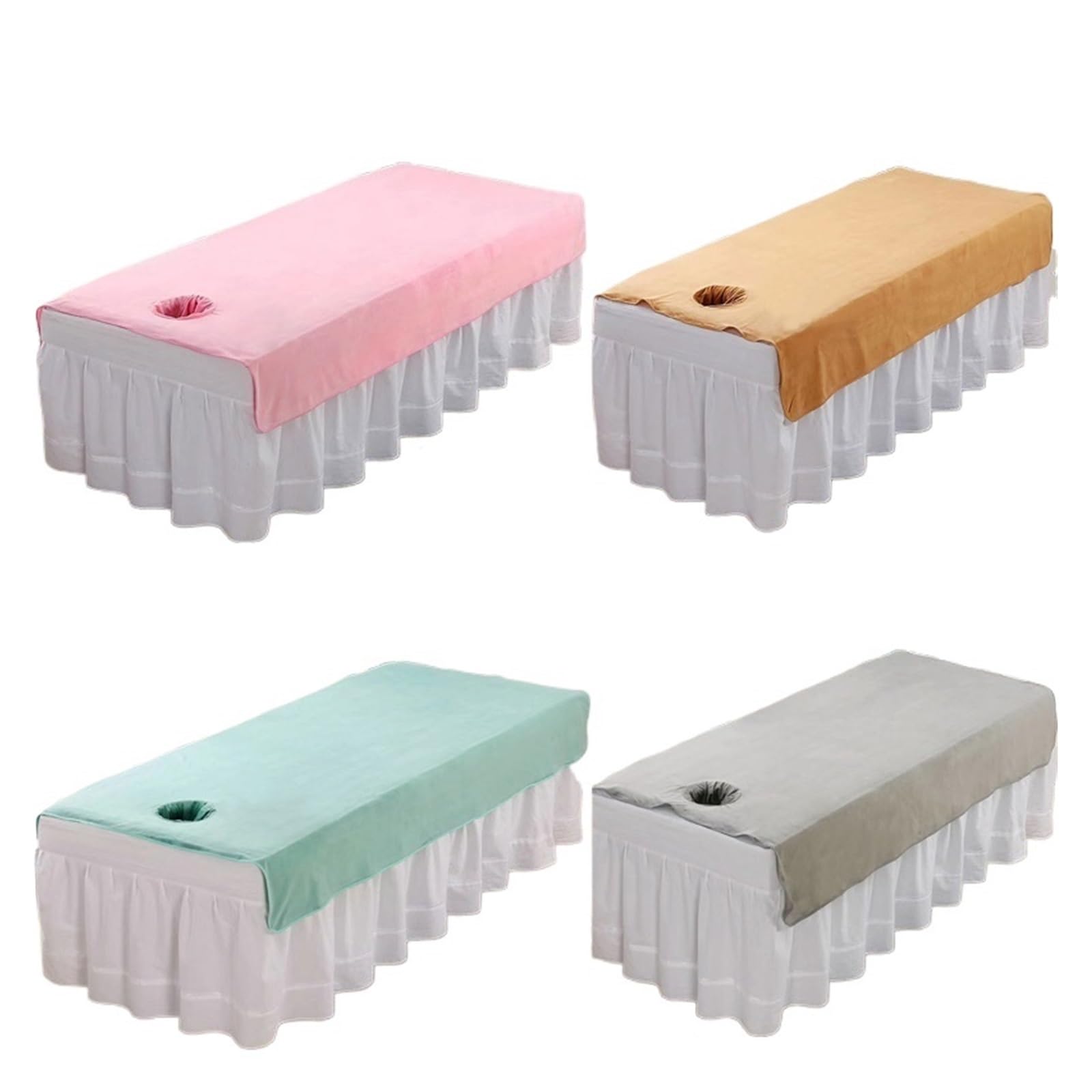 Sabanas Camilla Masaje Sábanas de cama de salón de belleza de terciopelo grueso, forro polar de Coral liso, cubierta de mesa de masaje de SPA, colcha, sábanas suaves de salón(Light Grey,120x190 with h