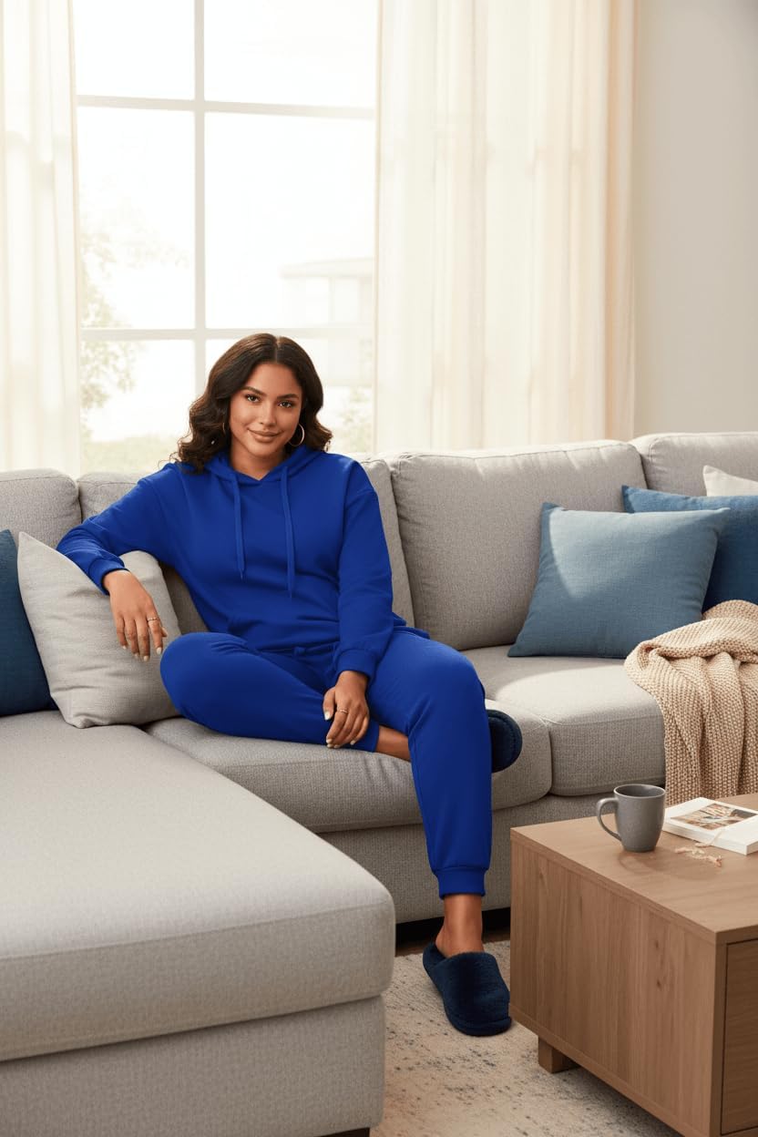 CLOCOR Womens 2 Piece Outfits Sweatsuits - Tracksuit Set Long Sleeve Crop Top & Drawstring Wide Leg Pants with Pockets - Image 6