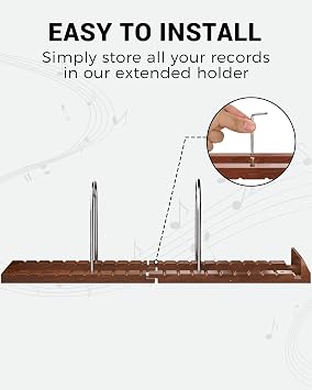 BS-VOG Now Playing Vinyl Record Holder Storage Fits 150 LPs, Gift Package | Highlight Your Now Playing Record, Assembles In Seconds, Doubles As a Magazine/Book Rack, Premium Wood, Non-Slip Grooves