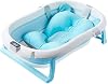 SONARIN Foldable Baby Bathtub with Temperature Sensing,Collapsible Bath Tub,Portable Safe Shower Basin with Cushion Pad Water Plug Non-Slip Support Leg for Newborn,Toddler,InfantBlue
