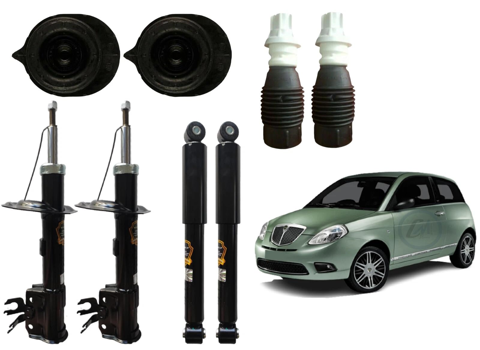 KIT 4 AMMORTIZZATORI ANT/POST + TAMPONI ANT E SUPPORTI PER YPSILON 843 DAL 2003 AL 2011